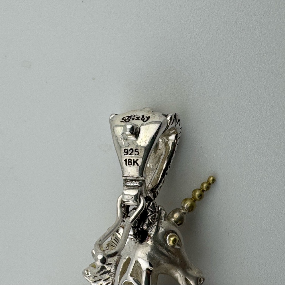 Barbara Bixby Sterling and 18 Karat Gold Unicorn Pendant Enhancer with Gemstones - Picture 10 of 11